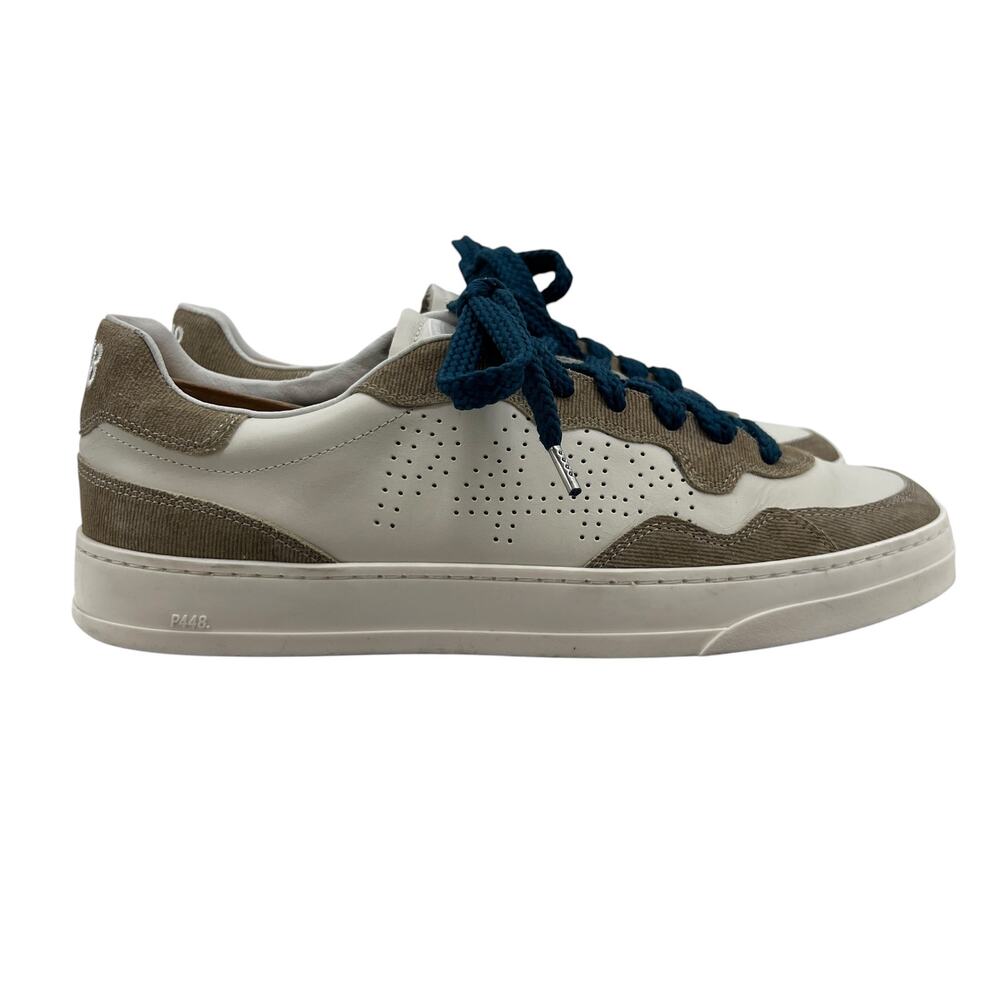 P448 Mens 43 Shoes Multi Bali Leather Low Top Lace Up Perforated Comfort Sneaker